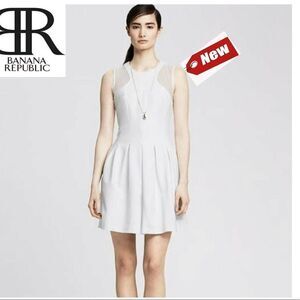 𝅺BANANA republic ponte white sleeveless mesh skater dress Sz 8 NWT